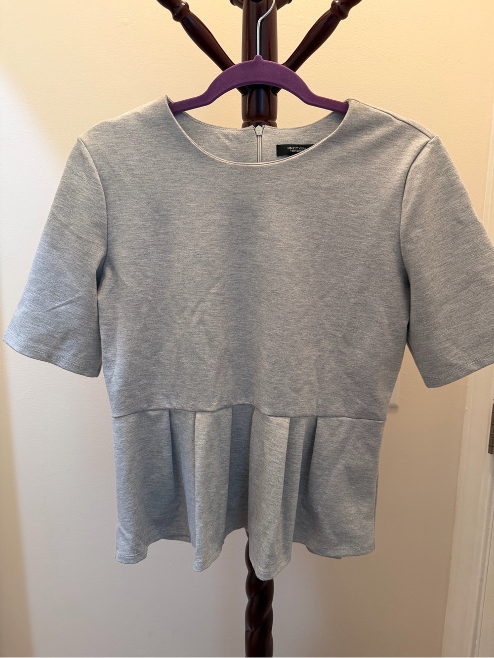 Simply Vera Women’s Short Sleeve Peplum Top - Light Gray